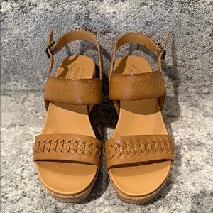 Kork-Ease Tan Leather Wedge Sandals